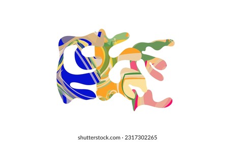Die Zusammensetzung der organischen Formen ist zufriedenstellend. Abstrakte Illustration mit natürlichem Blumenmotiv. Minimale Wandkunst aus der Mitte des Jahrhunderts. Künstlerische botanische Elemente mit heller Acryl-Lackstruktur. Papierschnitt zerlegen.