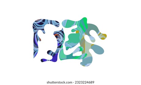 Matisse organic shape composition. Abstract illustration with natural floral motif. Minimal mid century wall art. Artistic botanical elements with bright acrylic paint texture. Collage paper cut.