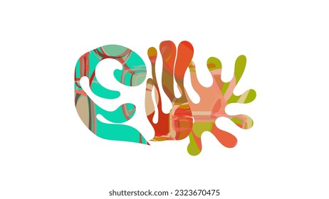 Matisse la composición de forma orgánica. Ilustración abstracta con motivos florales naturales. Mínimo arte mural de mediados de siglo. Elementos botánicos artísticos con textura de pintura acrílica brillante. Cortado de papel de colección.