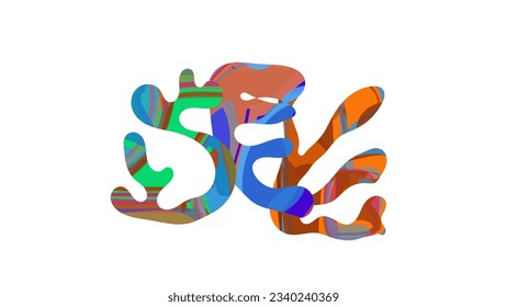 Matisse organic shape composition. Abstract illustration with natural floral motif. Minimal mid century wall art. Artistic botanical elements with bright acrylic paint texture. Collage paper cut.