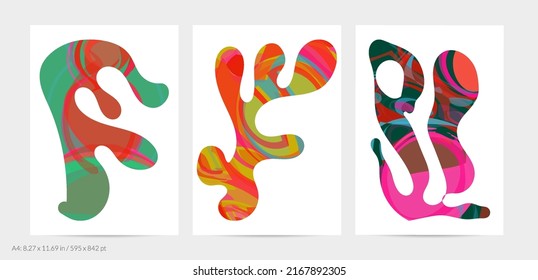 Matisse formas orgánicas. Plantilla de volante abstracta con motivos florales naturales. Moderno fondo minimalista de mediados de siglo. Elementos botánicos artísticos con textura de pintura acrílica brillante. Arte de corte de papel de colección