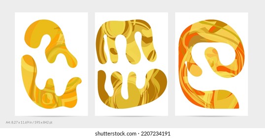 Matisse organic shapes. Abstract  flyer template with natural floral motif. Minimal modern mid century background. Artistic botanical elements with bright acrylic paint texture. Collage paper cut art