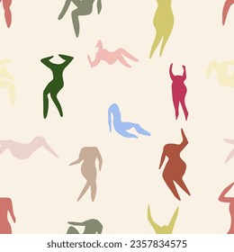 Die Zufriedenheit der Menschen silhouettes nahtloses Muster. Henri Matisse abstrakte Figuren In verschiedenen Posen.