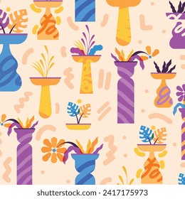 Matisse seamless pattern background. Colorful Matisse pattern design. Abstract plant leaf art pattern. colorful freehand doodle collage.