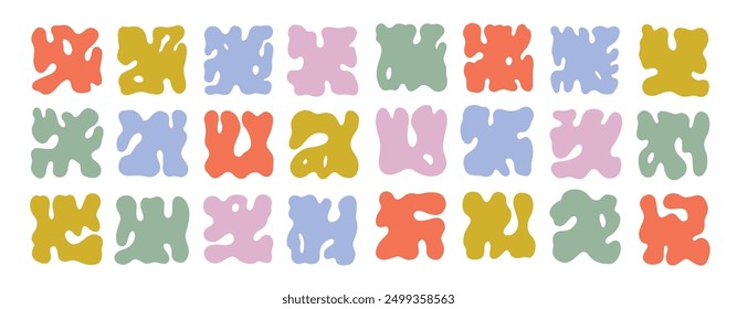 Matisse style corals collection. Organic abstract doodle shapes. Modern trendy Matisse minimal style. Aesthetic simple silhouettes of leaves or seaweeds. Pastel colored organic figures.