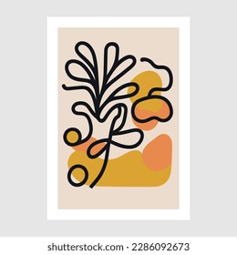 matisse style illustration Botanical wall art vector. Minimalist botanical wall art print. poster decoration