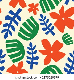 Diseño de patrones sin fisuras de estilo Matisse - ilustración de garabatos florales abstractos vectoriales eps 10