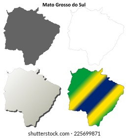 Mato Grosso do Sul blank outline map set