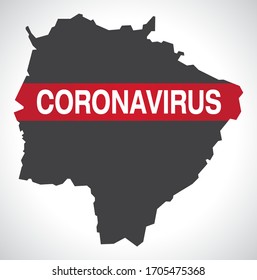 Mato Grosso do Sul BRAZIL map with Coronavirus warning illustration