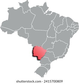 MATO GROSSO DO SUL DEPARTMENT MAP PROVINCE OF BRAZIL 3D ISOMETRIC MAP