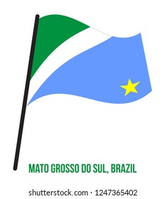 Mato Grosso do Sul Flag Waving Vector Illustration on White Background. States Flag of Brazil.