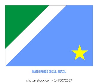 Mato Grosso do Sul Flag Vector Illustration on White Background. States Flag of Brazil.