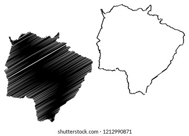 Mato Grosso do Sul (Region of Brazil, Federated state, Federative Republic of Brazil) map vector illustration, scribble sketch Mato Grosso do Sul map