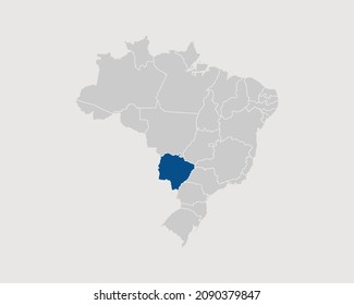 Mato Grosso Do Sul Region Highlighted on Brazil Map Eps 10