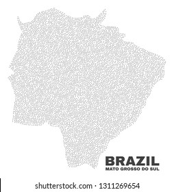 Mato Grosso do Sul State map designed with small points. Vector abstraction in black color is isolated on a white background. Random little points are organized into Mato Grosso do Sul State map.