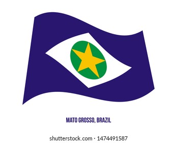 Mato Grosso Flag Waving Vector Illustration on White Background. States Flag of Brazil.
