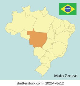 mato grosso, Karte von Brasilien mit Zuständen, Vektorgrafik