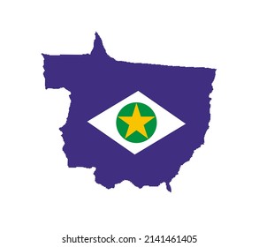 Ilustración de silueta vectorial de la bandera Mato Grosso aislada en fondo blanco. Símbolo del mapa de Mato Grosso, estado de Brasil. Territorio sudamericano.