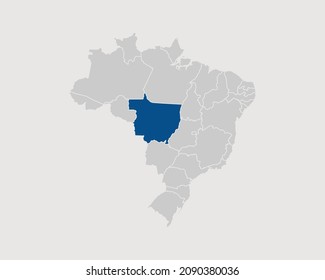 Mato Grosso Region Highlighted on Brazil Map Eps 10