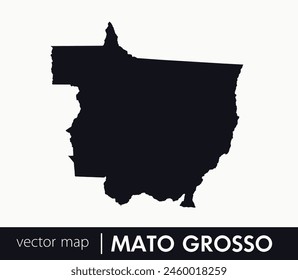  Mapa estatal de Mato Grosso. Unidad federativa de Brasil. Mapa de Vector para cualquier necesidad.	