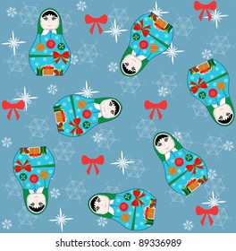 Matreshka doll seamless pattern. Vector  illustration