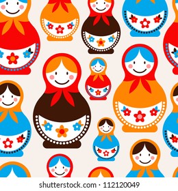 Matreshka doll - seamless vector pattern