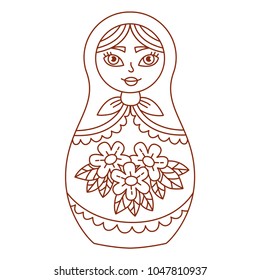 Matreshka Russian Doll Doodle Line Vector Illustration Coloring Pages 