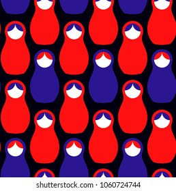 Matreshka russian doll flat trendy colorful seamless vector pattern