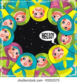 Matreshka wonder. Vector illustration with curious russian doll.