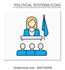 Matriarchate color icon. Social organization form. Female government, society, family head. Female domination. Political system concept.Isolated vector illustration