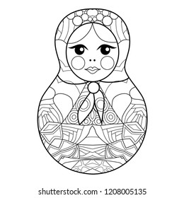 Matrioshka for coloring page or decoration for children