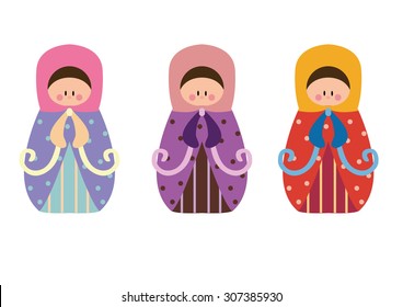 Matrioshka dolls set vector