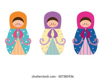 Matrioshka dolls set vector