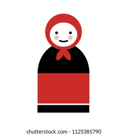 Matrioshka icon. Russian wooden doll.
Isolated on a white background
