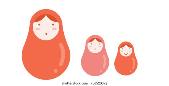 Matrioska decorative isolated vector illustration 