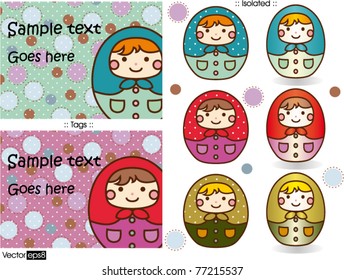 Matrioska dolls vector set