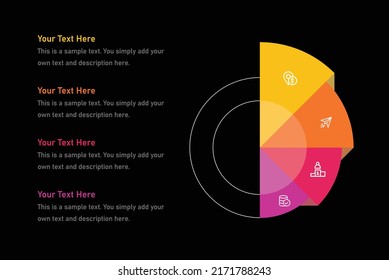 Matrix with 4 paper white petal-like elements. Creative infographic design template