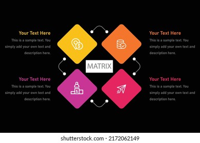 Matrix with 4 paper white petal-like elements. Creative infographic design template