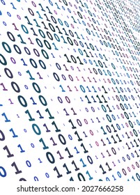 Matrix background with binary code. Perspective vector graphic pattern with ones and zeros