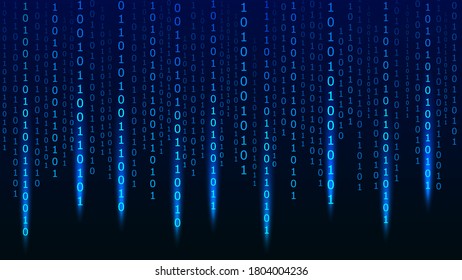 Matrix background with falling random numbers. Big data. Hacker concept. Vector Illustration