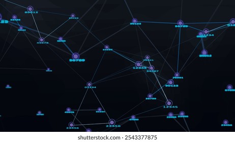 Plano de fundo da matriz com números aleatórios voadores. Big data. Conceito de hacker. Informações de fluxo de dados. Histórico tecnológico. Vetor 3D