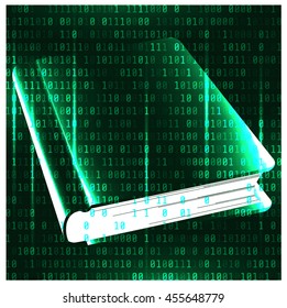 Matrix background with the green symbols. Vector hacker background. We have forgotten how to look like real books. book - a look through the network Vector Art