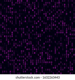 Matrix background. Magenta sparse binary background. Medium-sized seamless pattern. Powerful vector illustration.