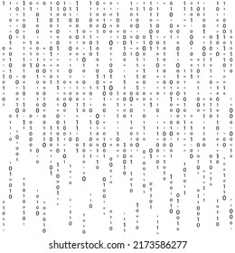 Matrix Background Vector. Binary Code Matrix. Black And White Digital Background With Digits On Screen. Data Technology Illustration. Binary Computer Code. Coding. Hacker concept.