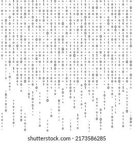 Matrix Background Vector. Binary Code Matrix. Black And White Digital Background With Digits On Screen. Data Technology Illustration. Binary Computer Code. Coding. Hacker concept.