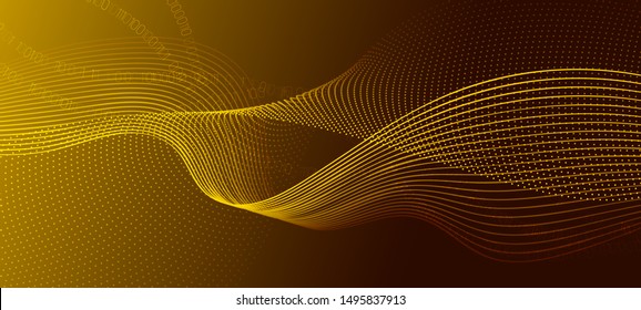 Matrix Big Data. Gold Science Wallpaper. Light Glow Technology Poster. Digital Binary Code. Matrix Data Stream. Science Visualization. Technology Concept. Abstract Binary Flow. Matrix Background.