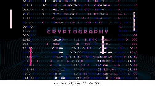 Matrix with binary code. Concept illustration for Artificial Intelligence, Cryptography and Machine Learning technologies.
