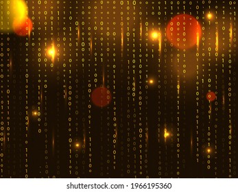 Matrix black and burning gold background. Vector stock illustration for banner, card