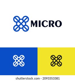 Matrix blockchain logo design concept. Tech data logomark illustration. Can representing vpn, system, fintech, protect.