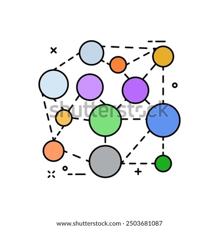 Matrix Bubble Chart Fill Color Icon, Vector illustration